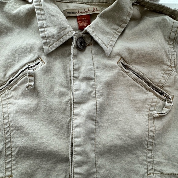 Christopher Blue Linen Blend Jacket in Khaki 
Size Large - Picture 10 of 10